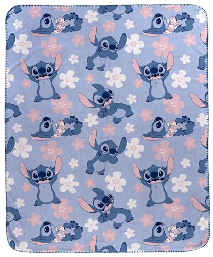 Jay Franco Kids Plush Throw Blanket Soft & Cozy Fleece Throw for Bedroom & Couch Dcor Official Licensed Product Blue - Lilo and Stitch 40x50 - Travel Blanket