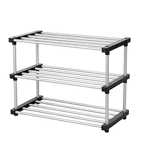 YMRR 3-Tier Shoe Rack Storage Organizer | Adjustable & Portable Multipurpose Racks for Shoes, Clothes, Books, Utility | Space Saving Shoe Stand for Home, Office, Indoor & Outdoor