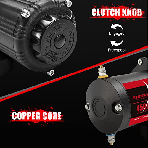 Fieryred 12V Electric Winch With Synthetic Rope 4500Lbs Wireless Towing Winch Kits For Atv Utv Off-Road With Mounting Plate Fairlead Hook #TOP5