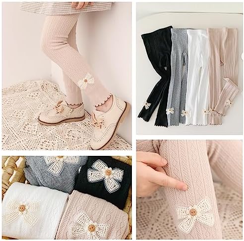 Silkglory Girls Leggings,2Pcs Toddler Girls Tights Pants with Lace Bow Decoration 2-9 Years Black/White/Grey/Apricot 5 512y8h5VCsL. AC