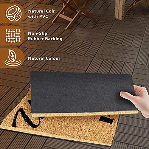Image of Onlymat inchWelcome to Our Work Printed Doormat, Rectangular (75x45cm), Black /Brown - Natural Coir with Anti-Slip PVC Backing for Entryway, Outdoor, Home, Floor, Door, Hall & Living Room.