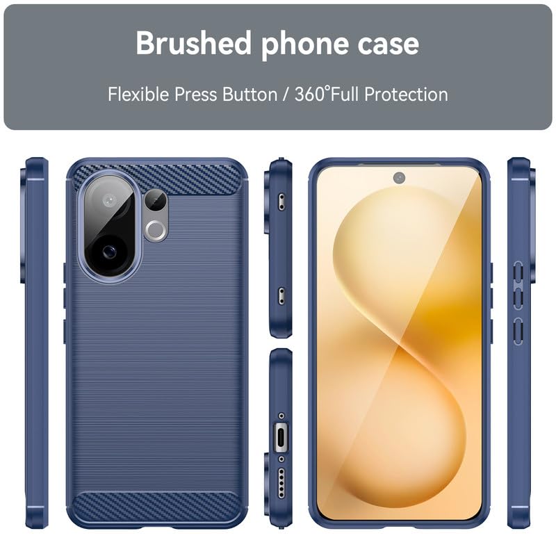 Image of Hybrid Carbon Fiber Back Case for Vivo V60 5G / V60e 5G / T4 Pro 5G (Blue)