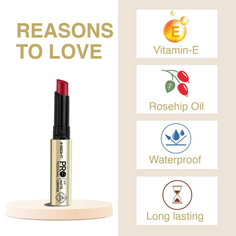 Image of INSIGHT Professional Air Matte Lipstick | Smooth Finish | All Day Comfort | Infused with Rosehip Oil and Avocado Butter | One Swipe Color - (Alice) (3g) (Pack of 2)