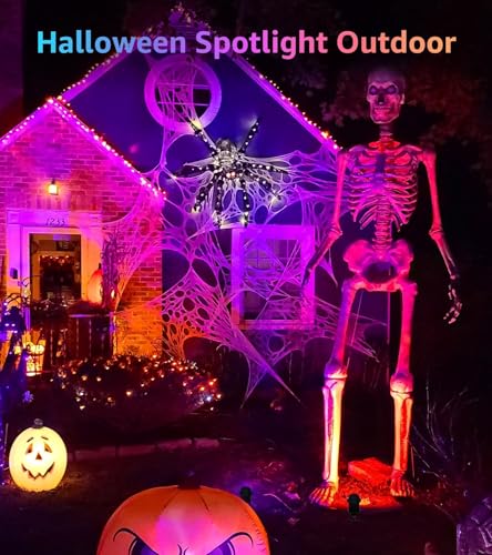 SUNVIE Halloween Outdoor Spotlight 12W RGBW Color Changing Landscape Lights with Remote Control 120V RGB Landscape Lighting Waterproof Spot Lights Outdoor for Yard Garden Patio Lawn Decorative, 4 Pack