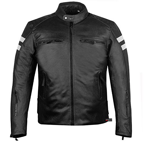 New Axe Men's Leather Jacket Motorcycle Ce Armor Biker Street Cruiser Safety L #TOP4