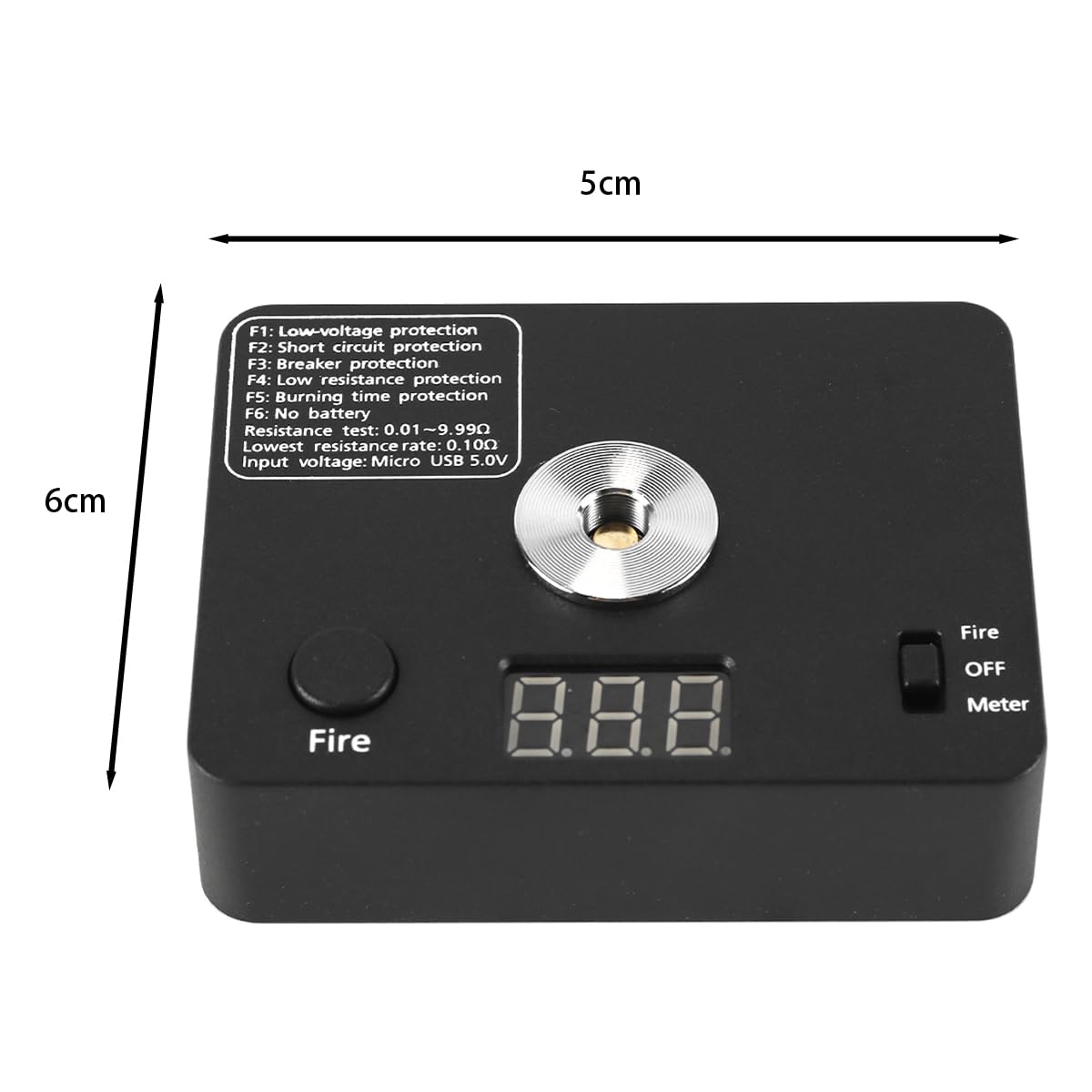 Gorise 521 Mini Tab V3 Ohmmetro Digitale Tester di Resistenza della Bobina per Gamma di Costruzione di Sigarette Elettroniche 0,01-9,99ω Compatibile con Batterie 18650 Kit di Fissaggio Bobina Compatto