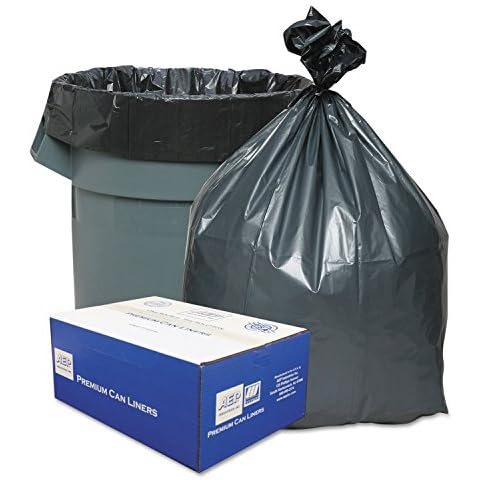 Webster Platinum Plus PLA6070 Can Liner, Super Hexene Resin 55-60gal, 1.55 Mil, 39 x 56 (Case of 50), Silver/Black Cover