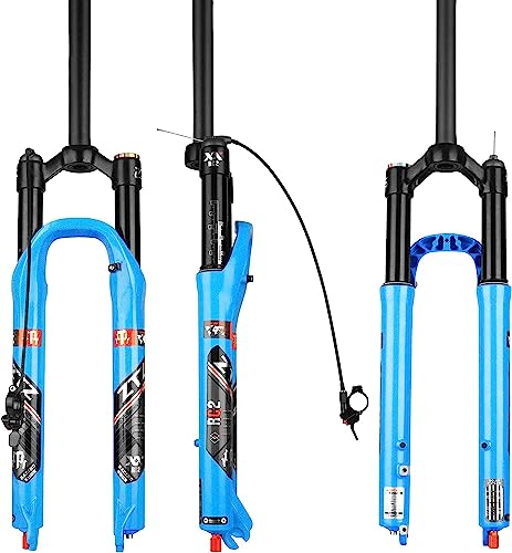 Horquilla de suspensión neumática MTB, apta para bicicleta de montaña de 26/27.5/29 pulgadas, viaje de 120 mm, ajuste de rebote, QR 9 mm, bloqueo manual/remoto, horquilla delantera XC/AM para
