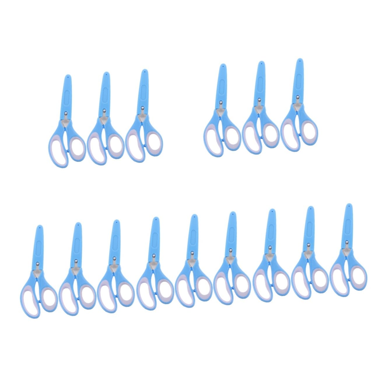 VICASKY 5 set di forbici per studenti in gomma e plastica con manicotto, forbici di sicurezza, forbici per bricolage, forbici rotonde, per cipolle, forbici per bambini, 2-5, 3 pezzi x 5