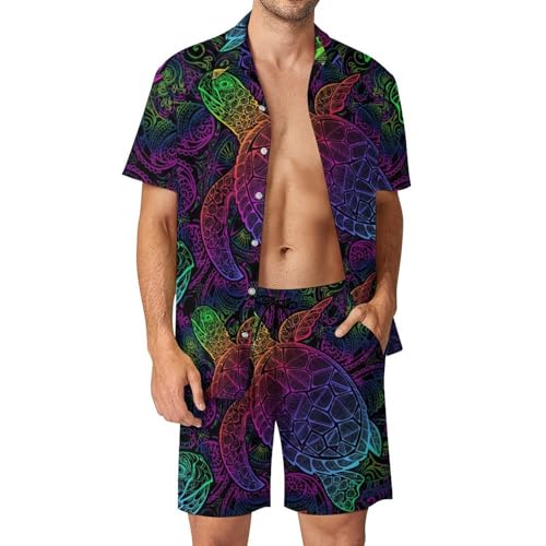 Ensemble Chemise Hawaïenne Tortues Hommes Léger et Respirant en Taille S