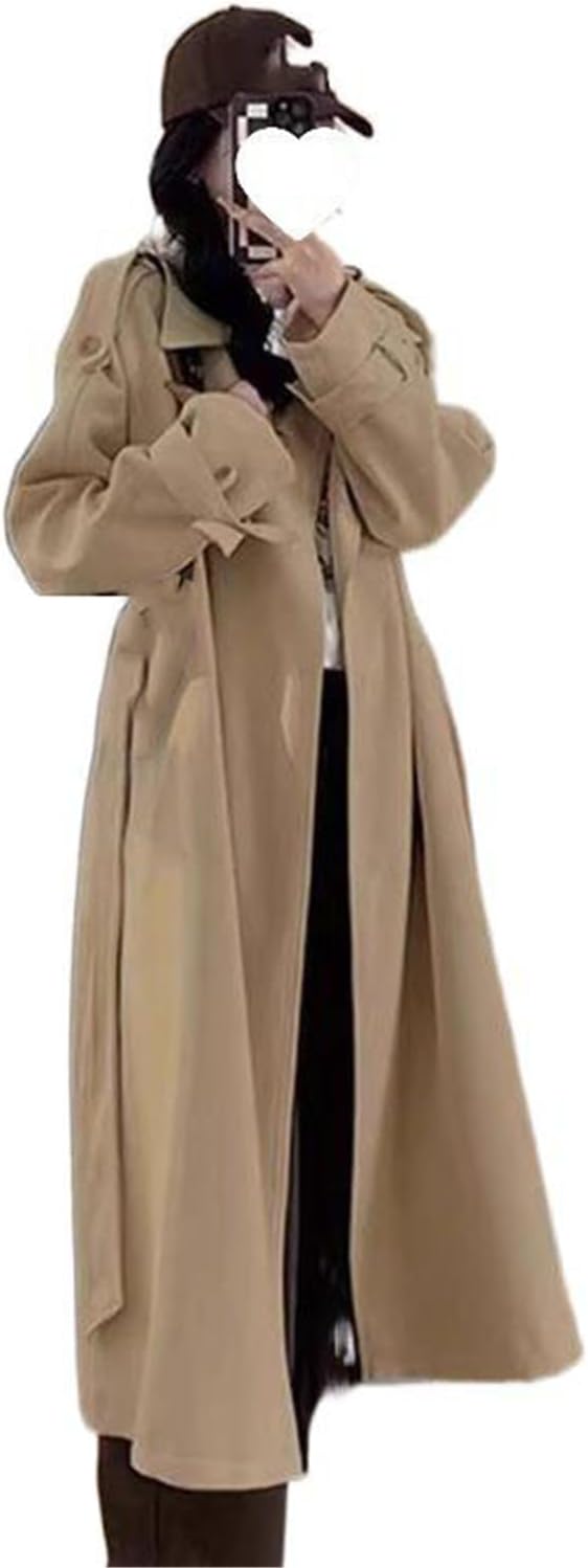 HSQIBAOER Women's Overcoats Spring Fall Chinese Style Casual Retro Trench Coat