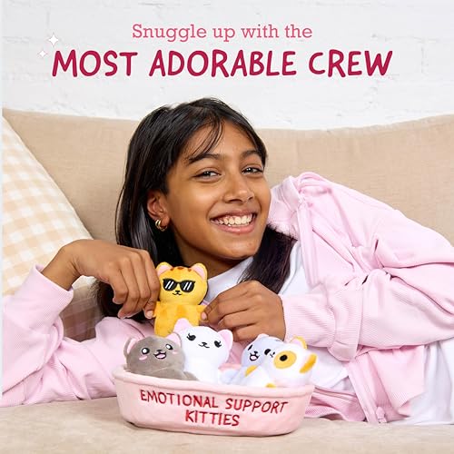 Image of WHAT DO YOU MEME? Emotional Support Kitties by Relatable, Cuddly Stuffed Animals and Toys, Squishy Toys and Plushies, Great Ideas for Loved Ones of All Ages, Includes 5 Plushies with Carrying Basket
