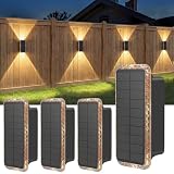 vighep Solar Wandleuchte Außen 4er-Set, Up & Down Leuchte Solar mit 5 Farbtemperaturen 3000K–6000K, IP65 Wasserdicht, Solarlampen für Außen Wand und Gartenzaun, für Hauswand, Terrasse, Porch, Eingang