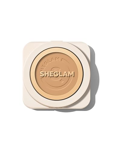 SHEGLAM SKin-Focus - Base en polvo de cobertura completa, control de aceite, ligero, polvo prensado para rostro