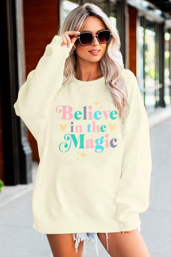 BANGELY Magical Sweatshirt Women Magic Kingdom Shirt Funny Believe in Magic Graphic Pullover Family Holiday Long Sleeve Tops - Image 4