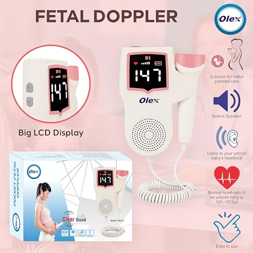 Image of Olex Fetal Doppler for Prenatal Baby Heartbeat Sound Monitor with Speaker | Free Ultrasound Gel (10 ml) and 2 Batteries | Extra Sensitive Probe Measure Heartbeat from 10 Weeks