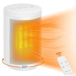 MYCARBON Electric Heater, Ceramic Space Heater with Remote Control, Overheating & Tip-Over Protection, 8H Timer, 60° Oscillation, Safety Portable Heaters with Thermostat for Home Office Use