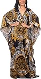 Venasha Kaftan Dresses for Women Plus Size Turkish Floral Print Moonmo Caftan Dress Loungewear Summer Casual Loose Swimwear Maxi Dresses (8693-42)