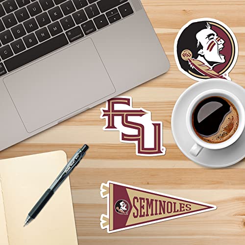 Image of Florida State University Vinyl Sticker Pack - 8 Waterproof FSU Logos, Spear Icons, Seminoles Pennant & Wordmark Decals for Laptop, Water Bottle, Tablet, Car, Skateboard & More