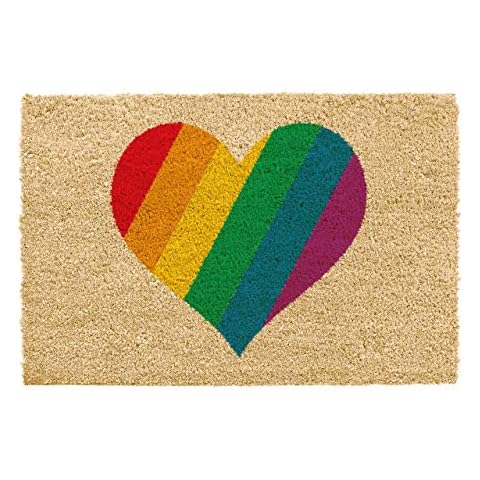 CKB LTD Colourful Rainbow Heart Doormat Cover