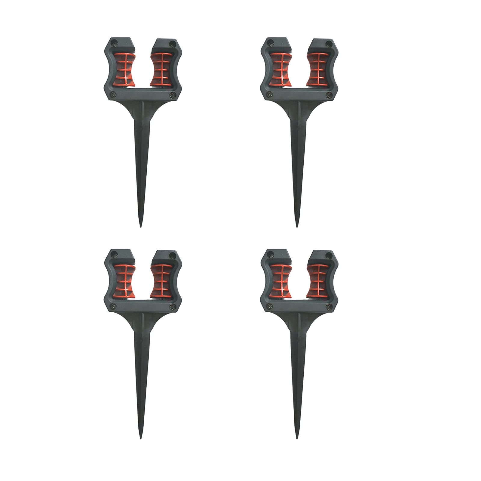 QYLJZB 4Pcs Pipe Support Hose Holder,Plastic Garden Hose Guide Spike, Black Smooth Roller Mechanism Keeps Garden Hose Out of Flower beds for Plant Protection