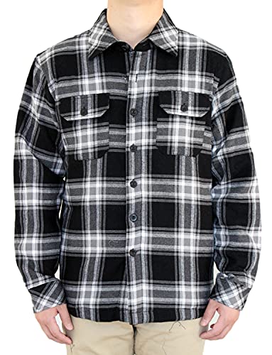 AIRNINE Men's Heavy Weight Quilted Lined Plaid Flannel Shirt Jacket (S to 5XL)