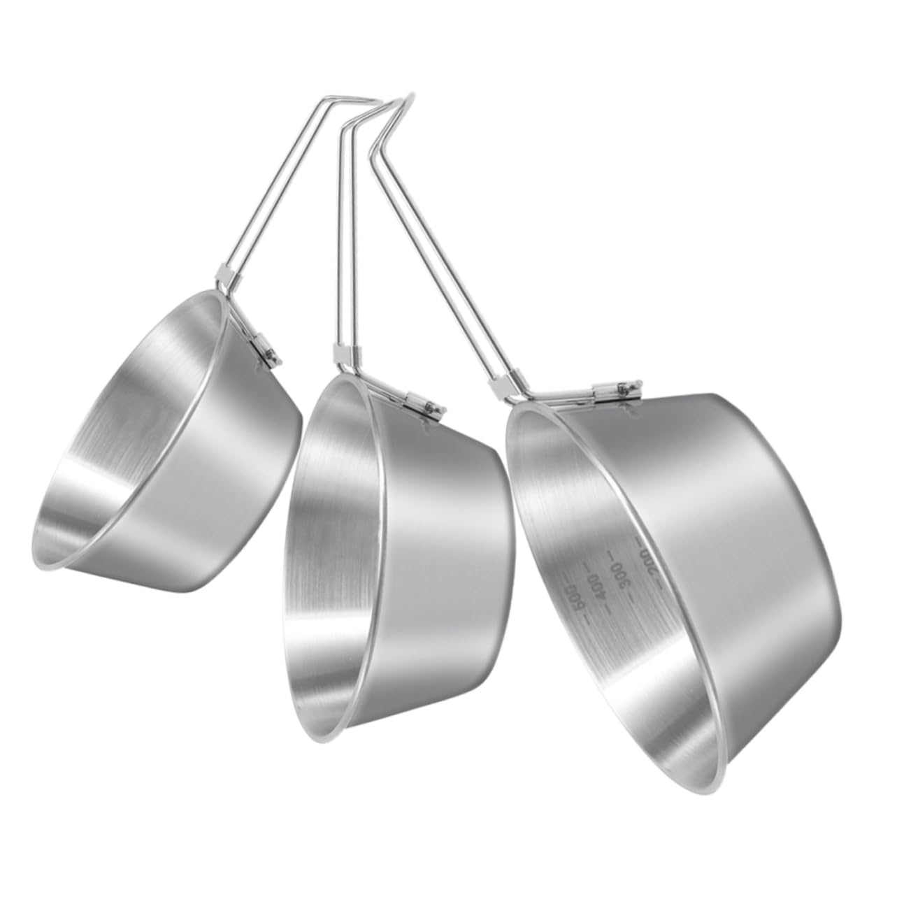 Mipcase 3pcs Stainless Steel Camping Bowls with Foldable Handle Portable Outdoor Dinnerware for Picnic Barbecue and to Clean Design