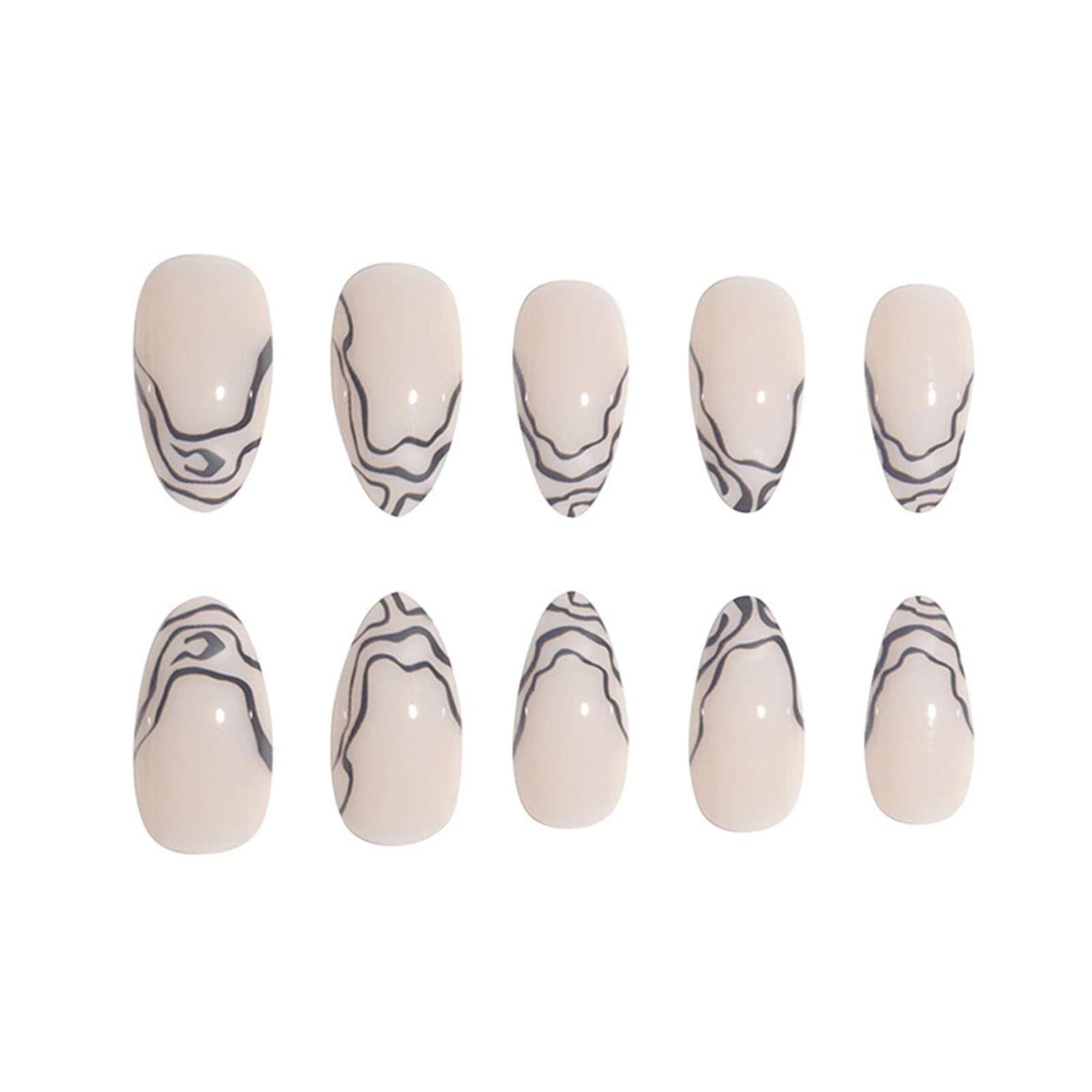 Unghie Finte Corte Copertura Completa con Colla Linee Nere Rimovibili Premere sulle Unghie 24 Pezzi Suggerimenti per Nail Art per Unghie per Saloni di Bellezza e Donne Nail Art Fai-da-Te