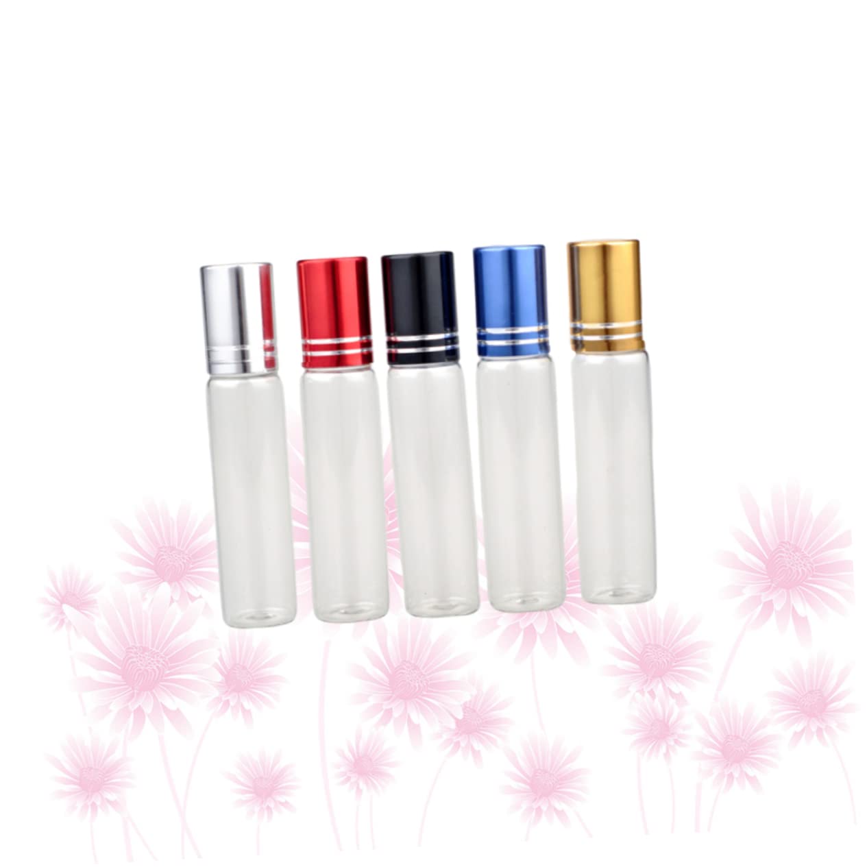 Beaupretty 15pièces Bouteilles De Verre Pour Huiles Essentielles De Flacons Avec Bille Noir Bleu Rouge Pour Échantillonnage Et Voyage
