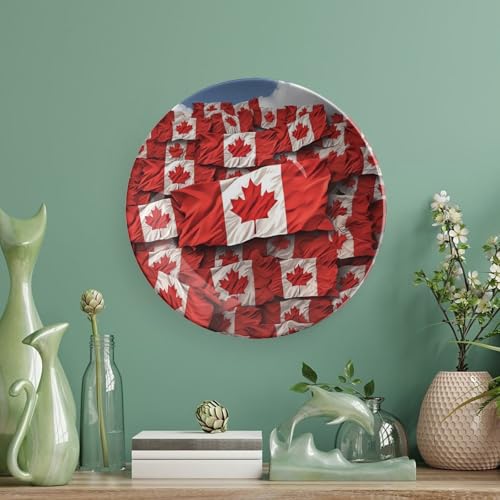 Plato decorativo bandera canadiense de cerámica 6 pulgadas miniatura 5