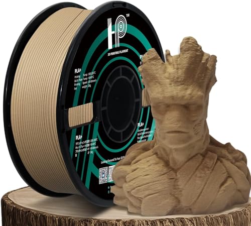 HP3DF Filamento Pla de 0.069 pulgadas, filamento de impresión 3D, 100% PLA puro +, precisión dimensional +/- 0.02 mm, se adapta a la mayoría de impresoras FDM, carrete de 2.2 libras (placa de madera)