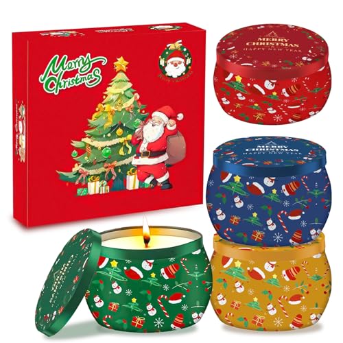 MORAINJAY Candele Profumate Natalizie,4 Pezzi Candele Profumate Regalo Set,2.5oz Naturale Candele di...