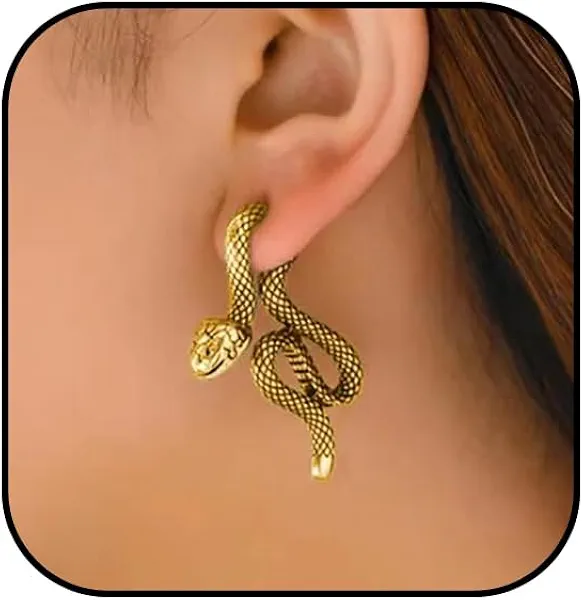 Gothic Snake Earrings Gold Snake Dangle Earrings Punk Snakes Stud Earring Goth Halloween Costume Accessories for Women Men
