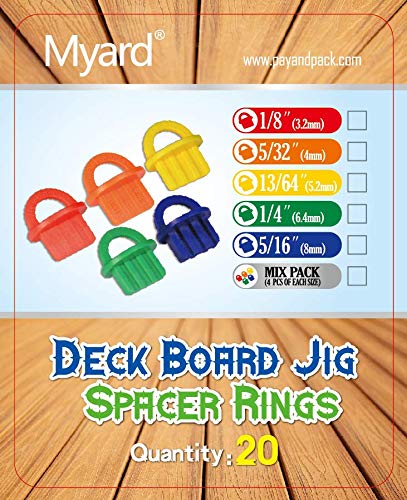 Myard Djs6.4 1/4 Inches Deck Board Jig Spacer Rings For Pressure Treated, Composite, Pvc, Plank, Hardwood Decking Tool (Green, 20-Pack) #TOP6