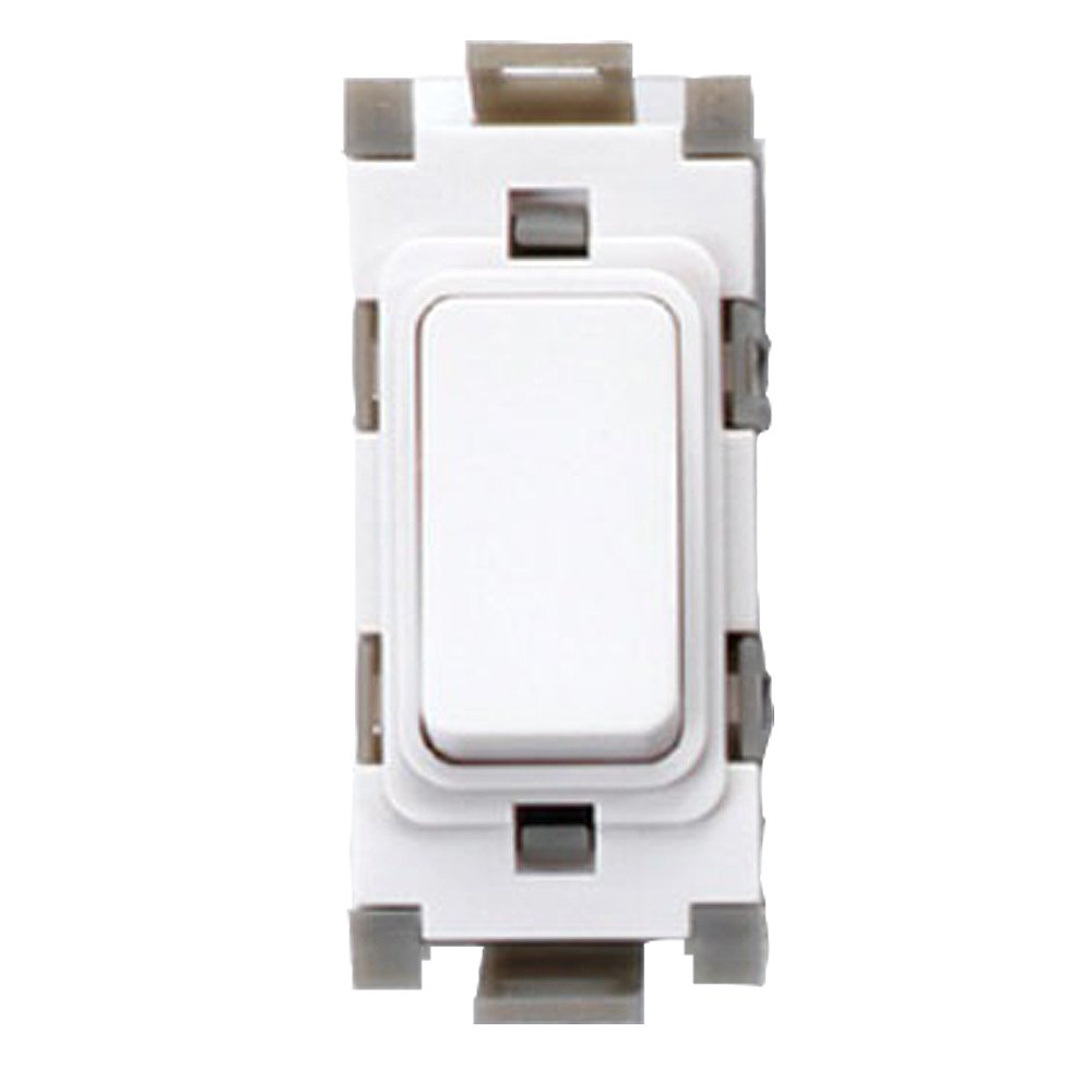 Deta Gridswitch Single Pole 10A 2 Way Module Rocker Switch - White
