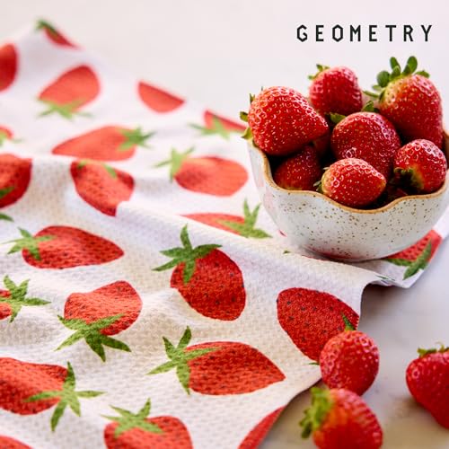 GEOMETRY Spring Kitchen Towels - Quick Dry Microfiber Cloth Spring & Summer Dish Towels for Kitchen Drying - Premium Quick Dry Towel - Strawberry Shortcake Lines, 18" x 30" - 1-Pack - image 8