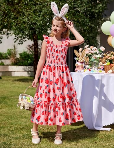 RETSUGO Little Girls Dresses Flutter Sleeve Casual Birthday Party Dress Toddler Kids Swing Twirly Summer Sundress 1-8 Years3