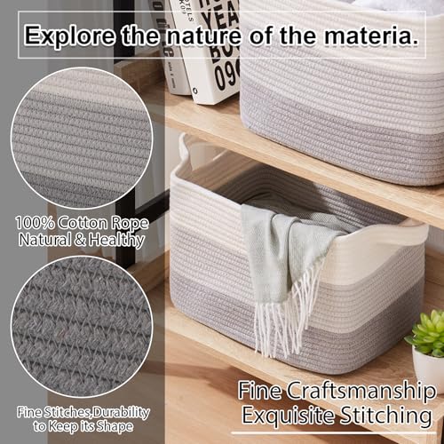 Image of OIAHOMY 30L Storage Basket Large Blanket Basket Living Room Gray 3-Pack