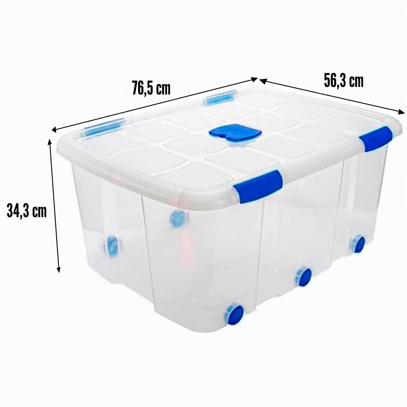 Acan Tradineur - Pack de 6 Cajas de Almacenamiento - Fabricado en plástico - Contenedor para almacenar libros, ropa, mantas - N.º 15-56,3 x 76,5 x 34,3 cm - 100 Litros