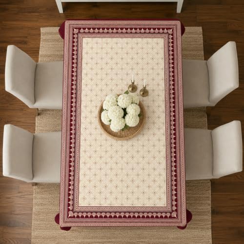 Image of STITCHNEST Cotton Slub Table Cover for 6 Seater Dining Table|54 x 78 Inches, Digitally Printed|Durable, Washable & Fade-Resistant Fabric
