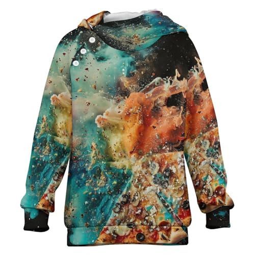Pizza GalaxyChildren's Raglan Sleeve Hoodie, Suitable for Home And Outdoor Use8-9Y