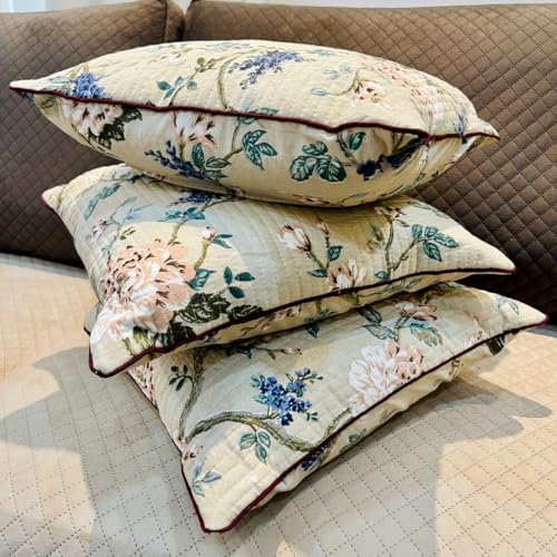 Image of Jaipur Weaves Cushion Cover 16 Inch X 16 Inch - Set of 2, Pure Cotton,180 TC, Bird Themed, Decorative Soft Floral Cushions for Sofa /Bed /Chair, Gift for Home Decor (Garden Cream, 2)