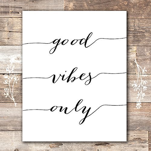 Good Vibes Only Calligraphy Art Print - Unframed - 8x10 | Inspirational Quote