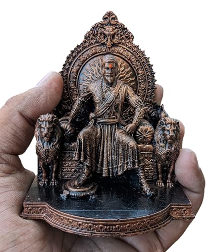 Image of Chatrapati Shivaji Maharaj Statue 4 inch for Car Dashboard (Copper)