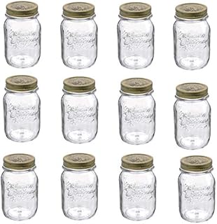 Bormioli Rocco - Glass Storage Jars, Set of 12 Food Preserve Jars, Airtight Screw Lids from Quattro Stagioni Preserving Jars, Perfect for Antipasti and Jams, 500ml x 12 Jars