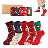 BSMKD 5 Pares Calcetas Navideños Mujer, Calcetines Lana de Invierno Gruesos Divertidos Suaves, Cálidos Calcetines de...