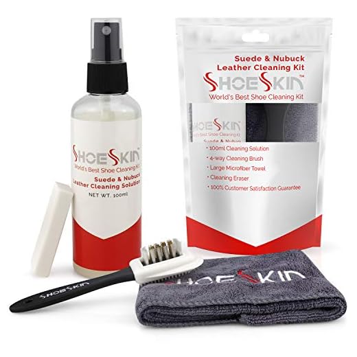 ShoeSkin Shoe Cleaner Kit - Works for Suede and Nubuck Leather Dress Shoes, Includes Non-Abrasive Brush, Microfiber Towel, Magic Cleaning Eraser, and Natural Cleaning Solution
