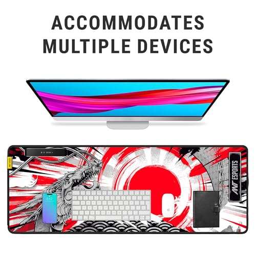 Image of Ant Esports Dragon Hill Unique Design Mouse Pad Gaming Mouse Pad Extended Mouse Mat for Mouse Keyboard with Stitched Edges Waterproof NonSlip Base Mousepads for Office Home Shop Gaming EXTRA LARGE Red