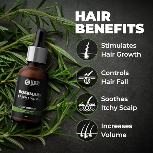 Image of Beardo Stress Buster Electric Scalp Massager + Rosemary Essential Oil | 3 Speed Modes, 120 min Runtime, Type-C Charging | 100% Natural, Non-Oily, Lightweight & Non-Sticky Oil for Hair Regrowth & Scalp Care