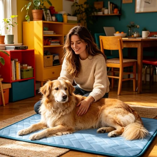 Kühlmatte Für Hunde, Eiseseide Haustiere Kühlmatte Für Hunde Katzen, Waschbare Kratzfeste Selbstkühlende Kühlmatten Haustiere, Atmungsaktive Tragbare Kühlmatten Katzen Hund Sommer Fürs Drinn-9